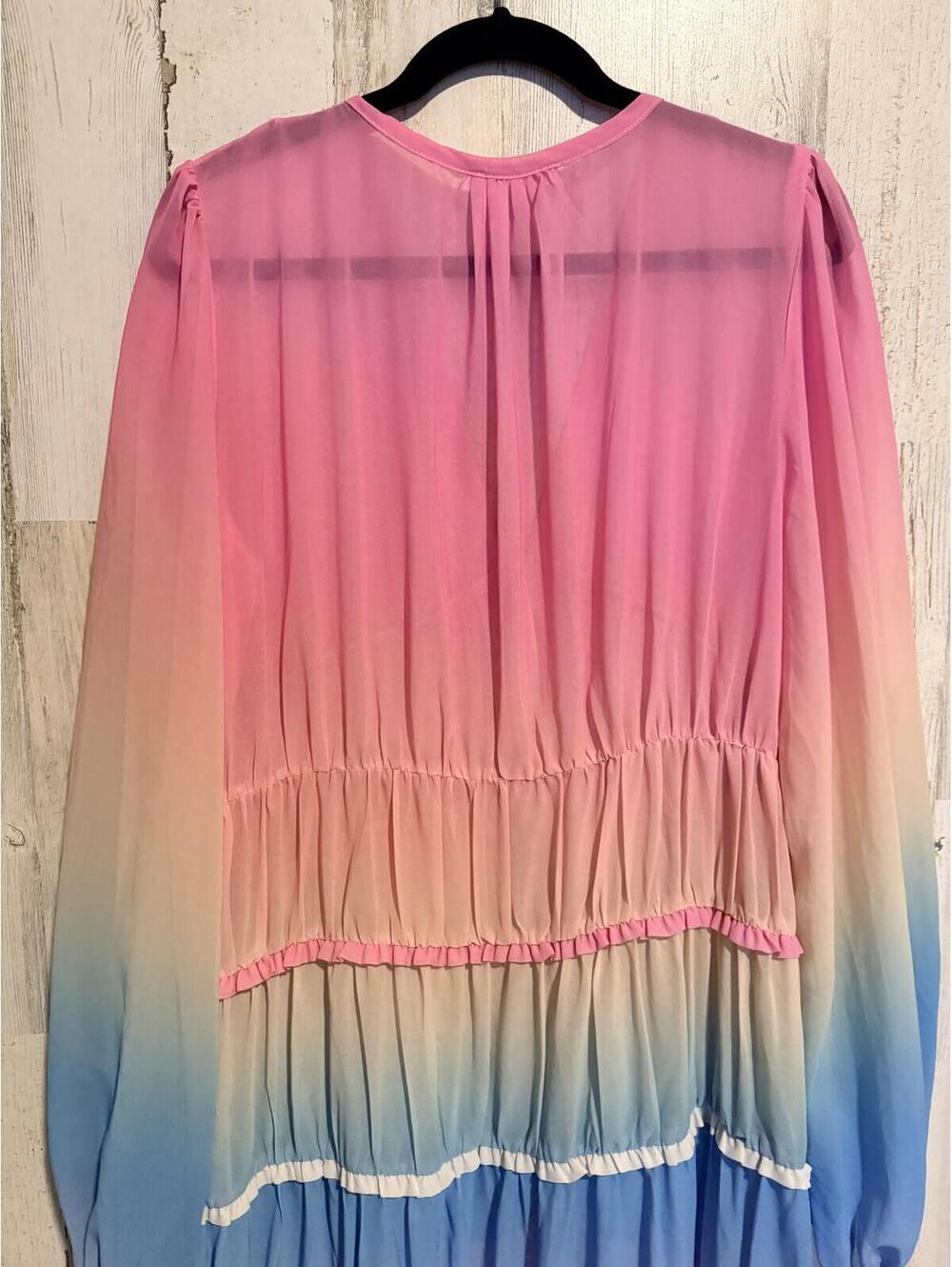 SOLD Women's Size XL Ombre Rainbow Tiered Ruffle Maxi Dress - Picture 6 of 15